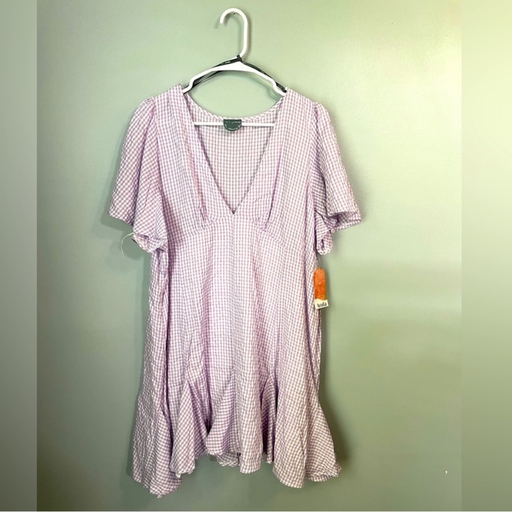 Arula NWT Purple And White Checkered Flowy Lightweight Plus Size Dress Size XL